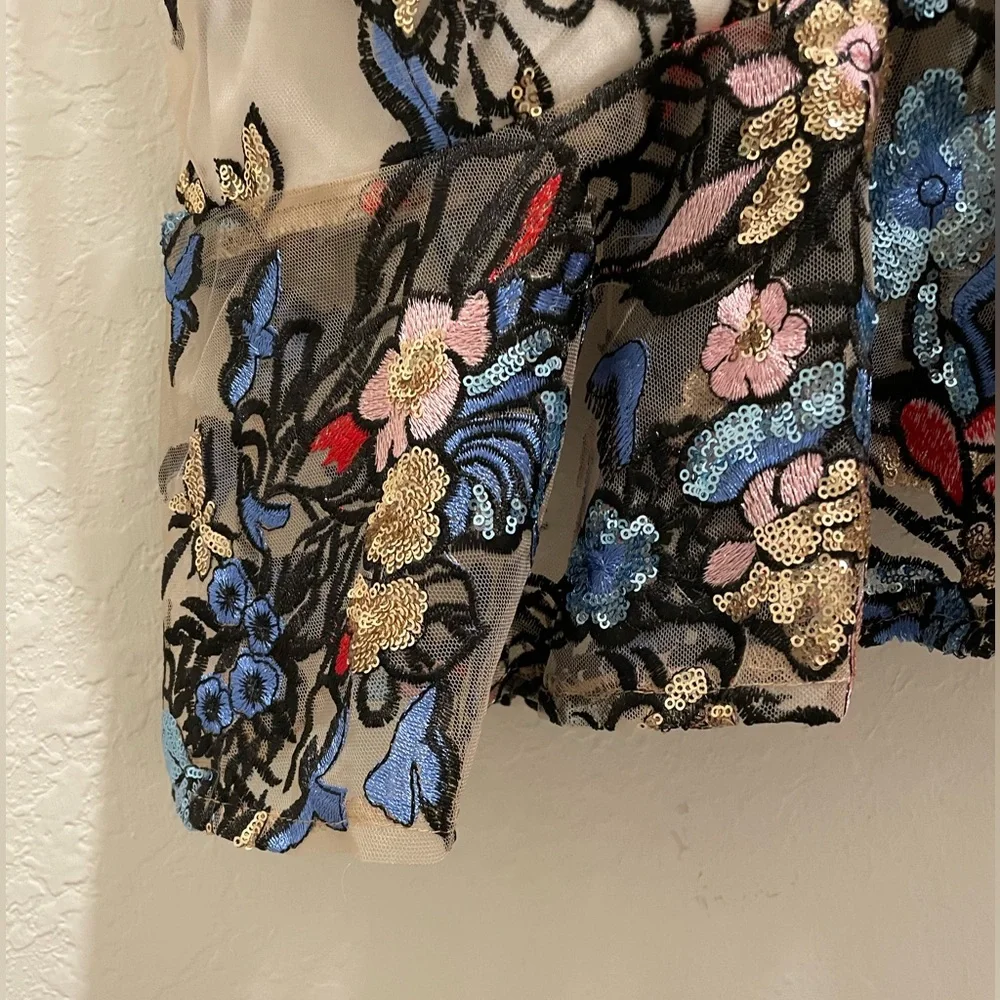 🌹🆕 Alexia Admor Embroidered fit and flare Sequin Formal Wedding Dress Size 10 - Picture 6 of 16